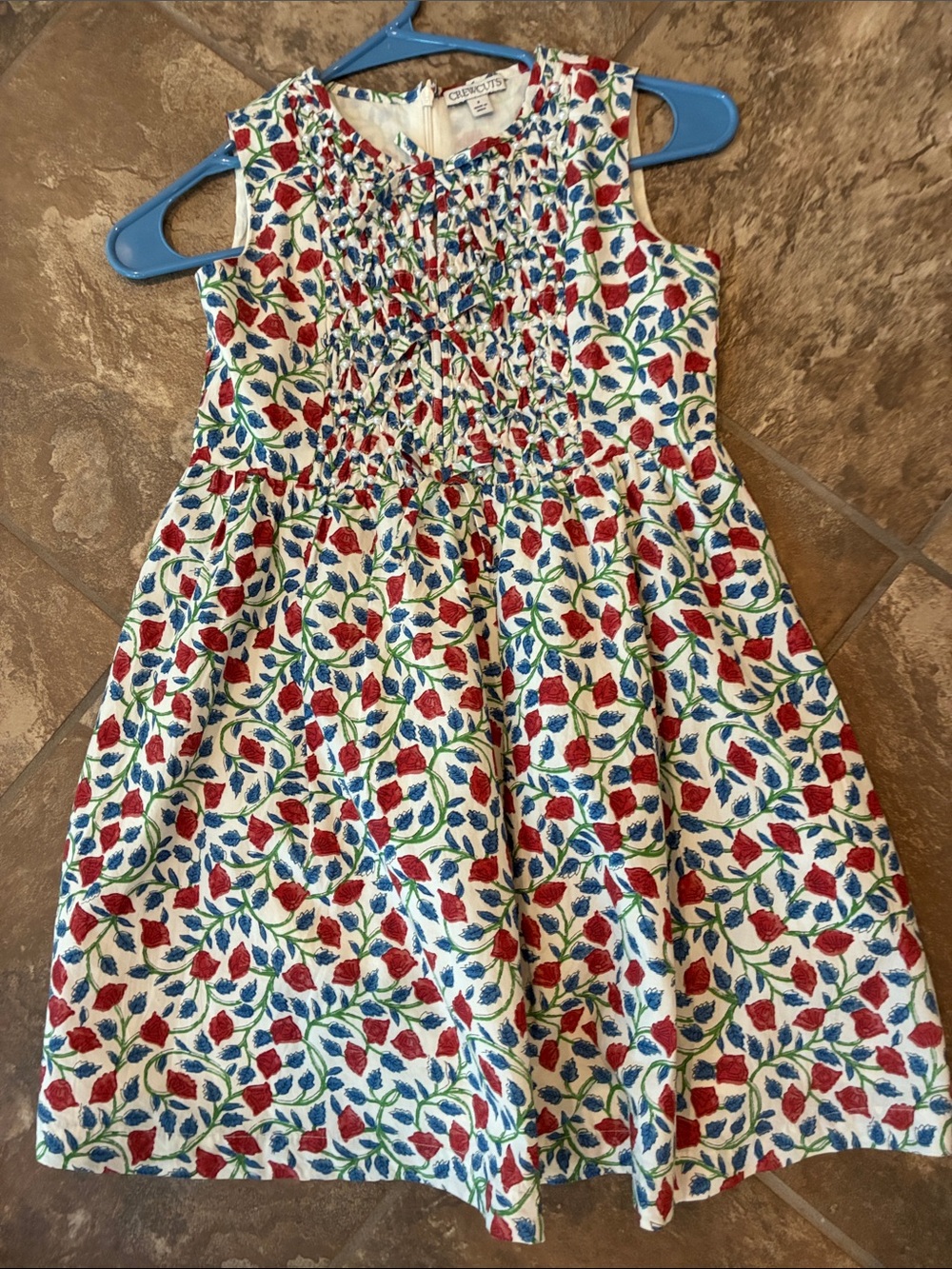 Crewcuts Red Floral Smocked A-Line Kids Dress